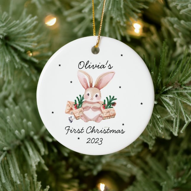 Niedliche Aquarellblase - Das erste Weihnachtsfest Keramik Ornament (Baum)