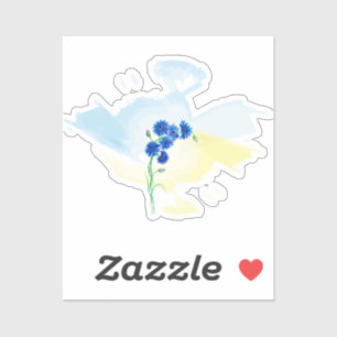 Niedliche Aquarellblumen auf blauem und gelbem Bac Aufkleber