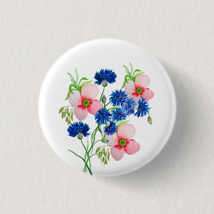 Niedliche Aquarellblumen Button