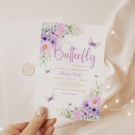 Niedliche Aquarellblütenschmetterlingswaage Girl B Einladung