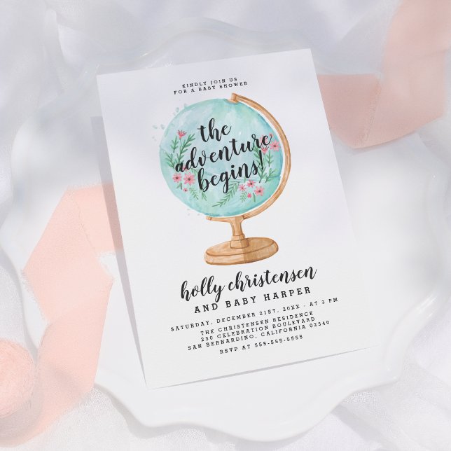 Niedliche Aquarellblütenspülung Baby Dusche Einladung (Von Creator hochgeladen)