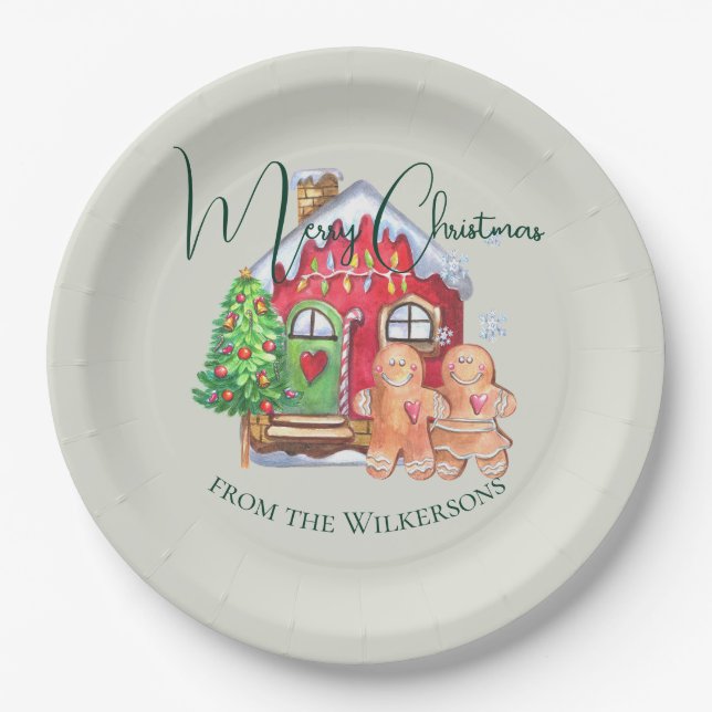 Niedliche Aquarellbrötchen Menschen auf Sendung Pappteller (Vorderseite)