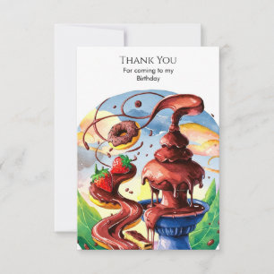 Niedliche Aquarellbrunnen Schokolade Geburtstag Dankeskarte