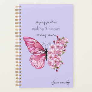 Niedliche Aquarellbutterfly-Wildblumen Girl Planer