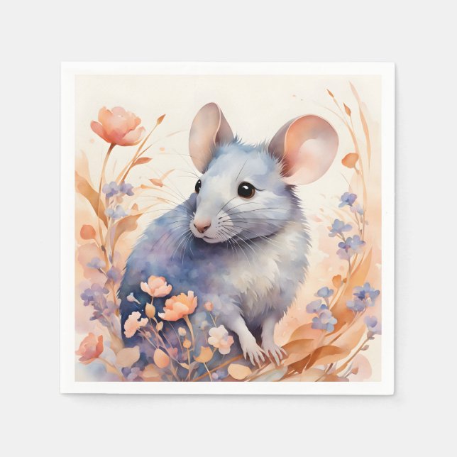 Niedliche Aquarelldarstellung Serviette (Vorderseite)