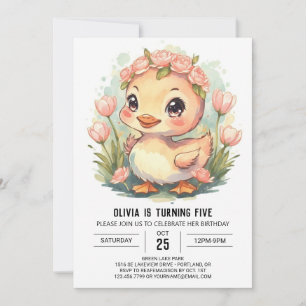 Niedliche Aquarellente Geburtstag Einladung