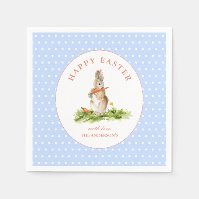Niedliche Aquarellfarbe Bunny Happy Osterpapier Na Serviette (Vorderseite)