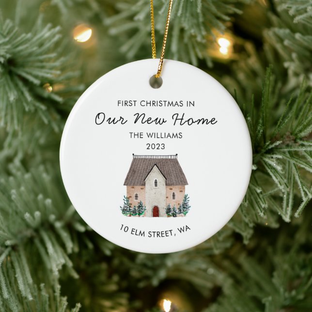 Niedliche Aquarellfarbe Erste Weihnachtsfeier Neue Keramik Ornament (Baum)