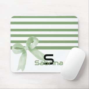 Niedliche Aquarellfarbe Grüne Bow Streifen Mousepa Mousepad