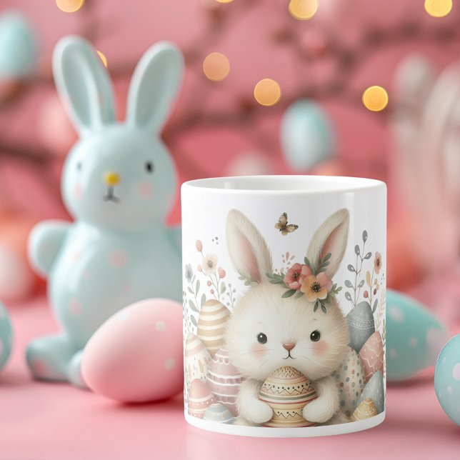 Niedliche Aquarellfarbe Jumbo-Tasse (Cute watercolor Bunny Easter Large Coffee Mug)