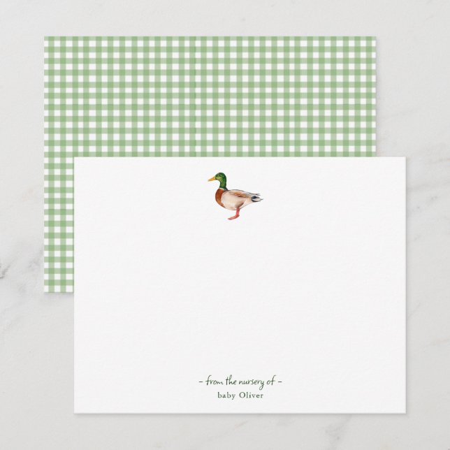 Niedliche Aquarellfarbe Mallard Baby Danke Karte (Vorne/Hinten)