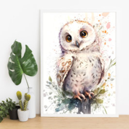Niedliche Aquarellfarbe Niedliches Auwl Woodland K Poster