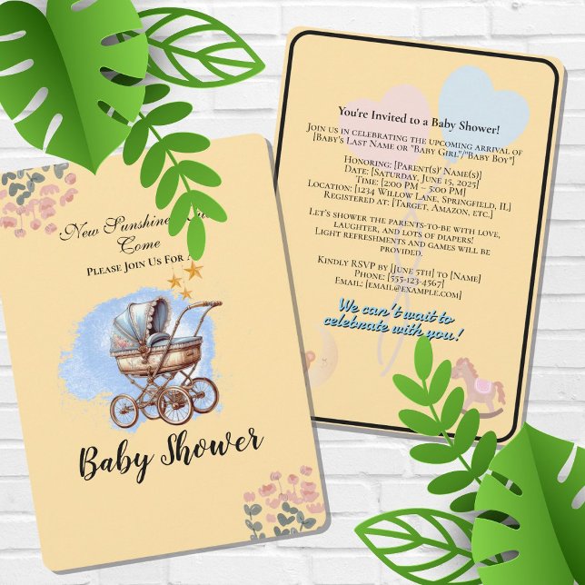 Niedliche Aquarellfarbe Personalisiert Babydusche  Einladung (Von Creator hochgeladen)