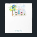 Niedliche Aquarellfarbe Pink Beach House Note Pads Notizblock<br><div class="desc">Mit diesen niedlichen Notizblöcken, in einem handbemalten, rosa Strandhaus von Palm Beach, dem Aquarellmaler Victoria Grigaliunas, verleihen Sie Ihrem Schreibtisch tropischen Charme. Das farbenfrohe Design mit seinen lebhaften Details wie einer Palme, einem großen, weißen Held und einem rosa Flamingo verdoppelt sich als hübscher Schreibtisch und macht ein nachdenkliches Geschenk. Personalisieren...</div>