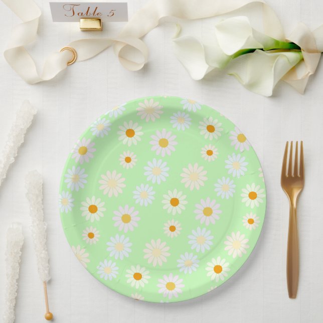Niedliche Aquarellfarbe Regenbogen Farbe Daisy Mus Pappteller (Hochzeit)
