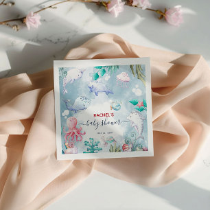 Niedliche Aquarellfarbe unter der Meerwasserdusche Serviette