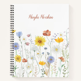 Niedliche Aquarellfarbe Wilde blumengeschmückte Pe Notizbuch