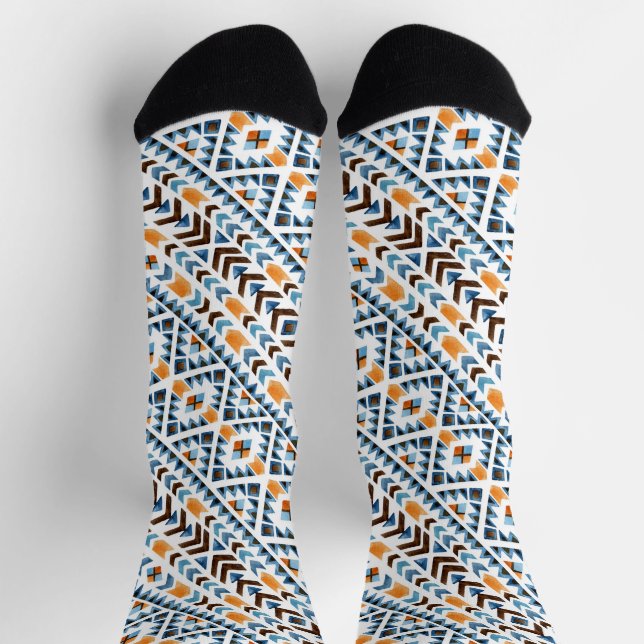 Niedliche Aquarellfarben-Aztekenmuster HP Notebook Socken (Oben)