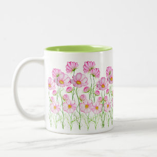 Niedliche Aquarellfarben Blume Cosmeas Zwei-Tone-K Zweifarbige Tasse