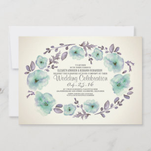Niedliche Aquarellfarben Blume Hochzeit lädt ein Einladung