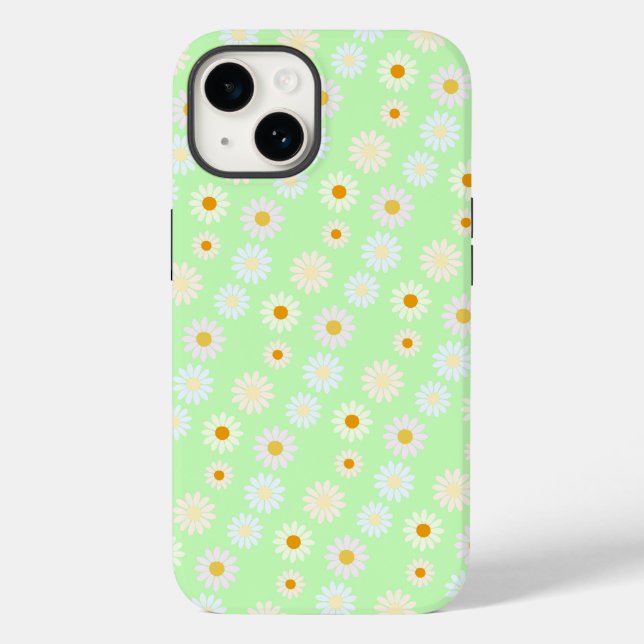 Niedliche Aquarellfarben Daisy Pattern Grün Case-Mate iPhone 14 Hülle (Rückseite)