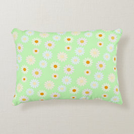 Niedliche Aquarellfarben Daisy Pattern Grün Dekokissen