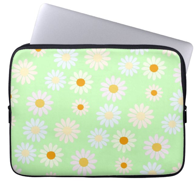 Niedliche Aquarellfarben Daisy Pattern Grün Laptopschutzhülle (Vorderseite)