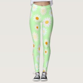 Niedliche Aquarellfarben Daisy Pattern Grün Leggings