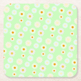Niedliche Aquarellfarben Daisy Pattern Grün Rechteckiger Pappuntersetzer