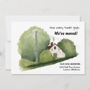 Niedliche Aquarellfarben-Hütte Wir haben die Ankün Einladung