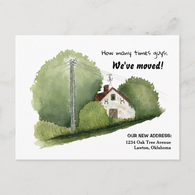 Niedliche Aquarellfarben-Hütte Wir haben die Ankün Postkarte (Vorderseite)
