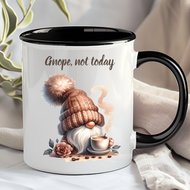 Niedliche Aquarellfarben-Kaffee-Tasse Tasse (Gnope, not today gnome coffee mug)