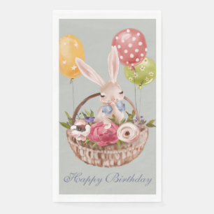 Niedliche Aquarellfarben Kaninchen-Blume   Geburts Serviette