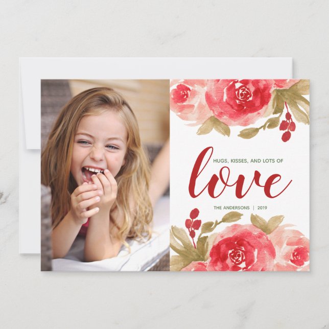 Niedliche Aquarellfarben Rose Custom Foto Valentin Einladung (Vorderseite)