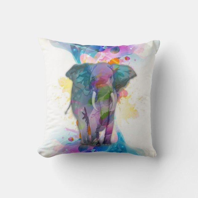 niedliche Aquarellfarben Spritzer Elefant Kissen (Vorderseite)