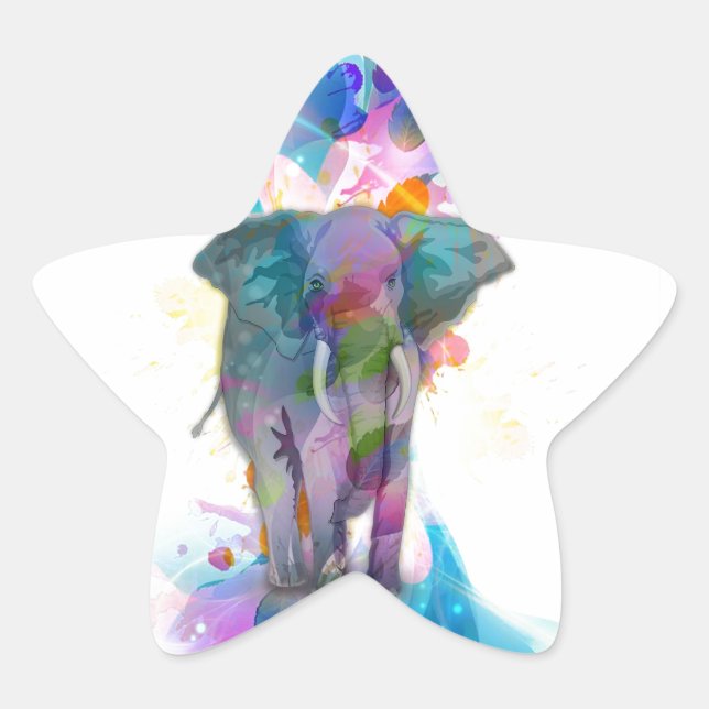 niedliche Aquarellfarben Spritzer Elefant Stern-Aufkleber (Vorderseite)