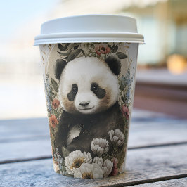 Niedliche Aquarellfarben-Wildblume Panda Bear Gebu Pappbecher