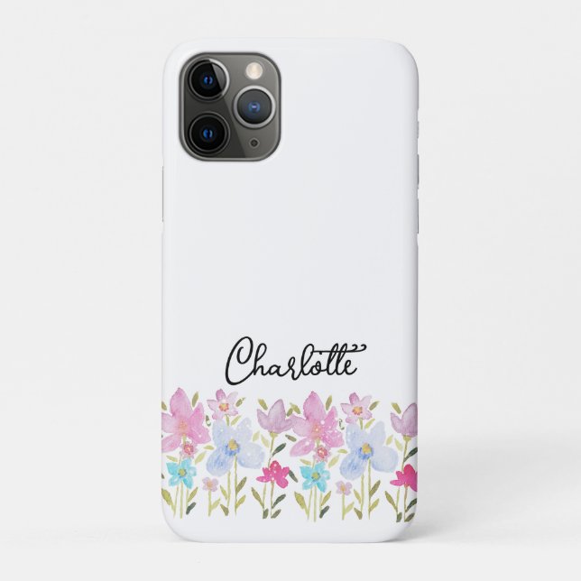 Niedliche Aquarellfarben-Wildblumen Mit Monogramm Case-Mate iPhone Hülle (Rückseite)