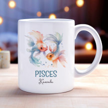 Niedliche Aquarellfärbung Pisces Zodiac Name