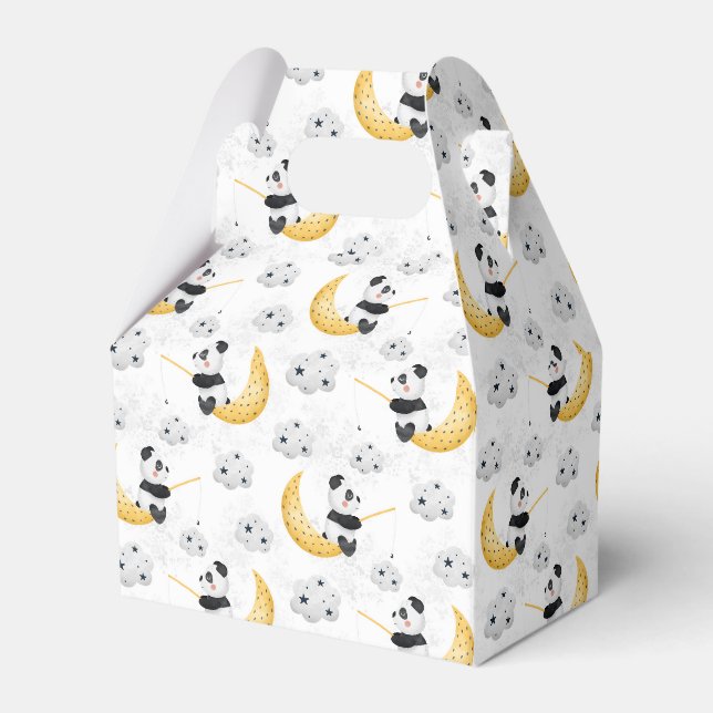 Niedliche Aquarellfischerei Panda Muster Geburtsta Geschenkschachtel (Vorderseite)