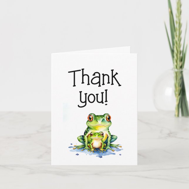 Niedliche Aquarellfrösche Vielen Dank Dankeskarte (Vorderseite)