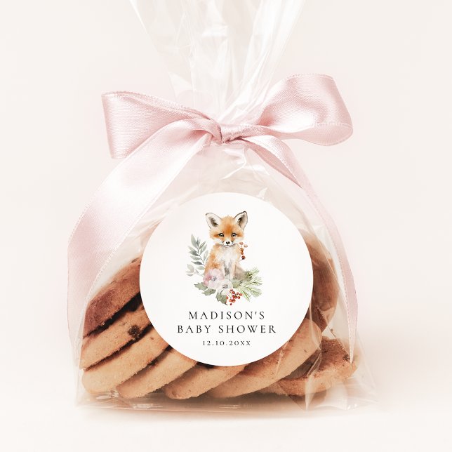 Niedliche Aquarellfuchs Kinderdusche Runder Aufkleber (Von Creator hochgeladen)