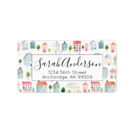 Niedliche Aquarellhäuser Real Anwesen Adressaufkleber