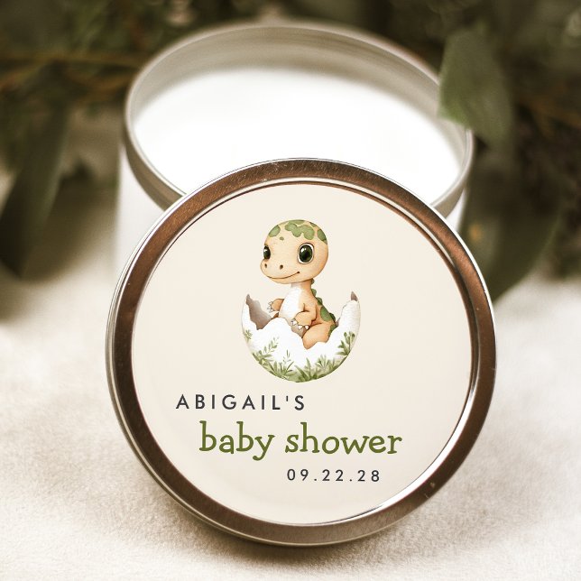 Niedliche Aquarellhaut Dinosaur Babydusche Runder Aufkleber (Von Creator hochgeladen)