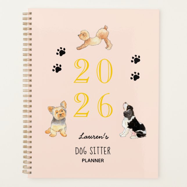 Niedliche Aquarellhunde, Hundesitter-Planer 2025 Planer (Vorderseite)