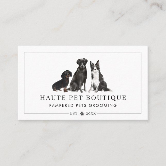 Niedliche Aquarellhunde Pflege von Haustieren Visitenkarte (Vorderseite)