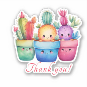 Niedliche Aquarellkaktus Rosa Danke Custom Cut Aufkleber
