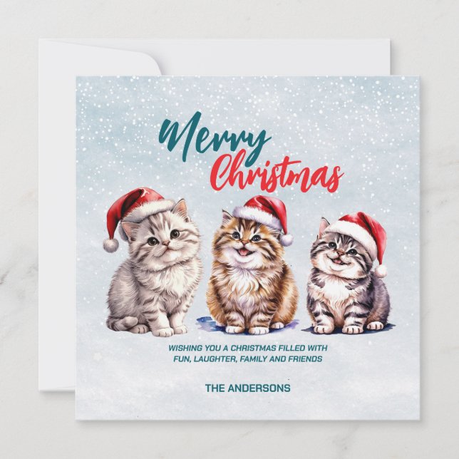 Niedliche Aquarellkatze Weihnachten Weihnachten (Vorderseite)