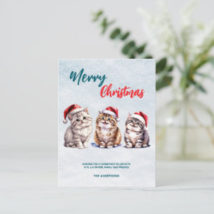 Niedliche Aquarellkatze Weihnachten Weihnachten Postkarte