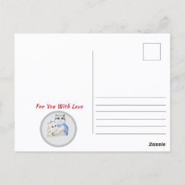 Niedliche Aquarellkatzen am Valentinstag Postkarte